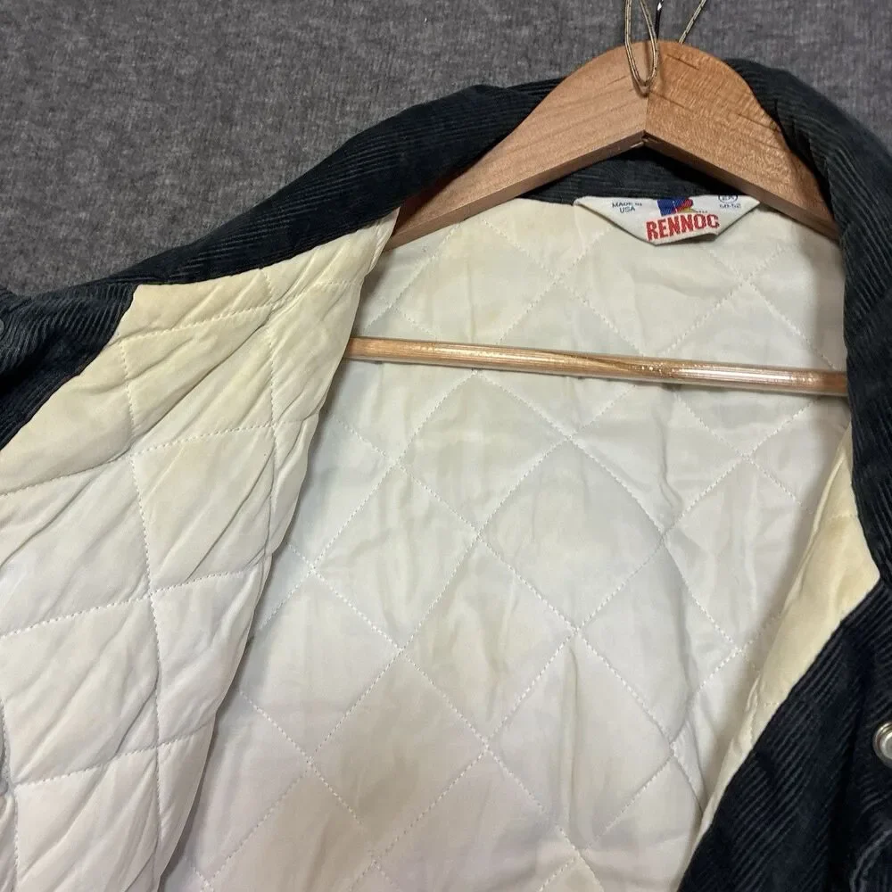 Vintage Rennoc USA Corduroy Quilt Lined Bomber Mens XXL‎ 2XL Distressed 80s 90s